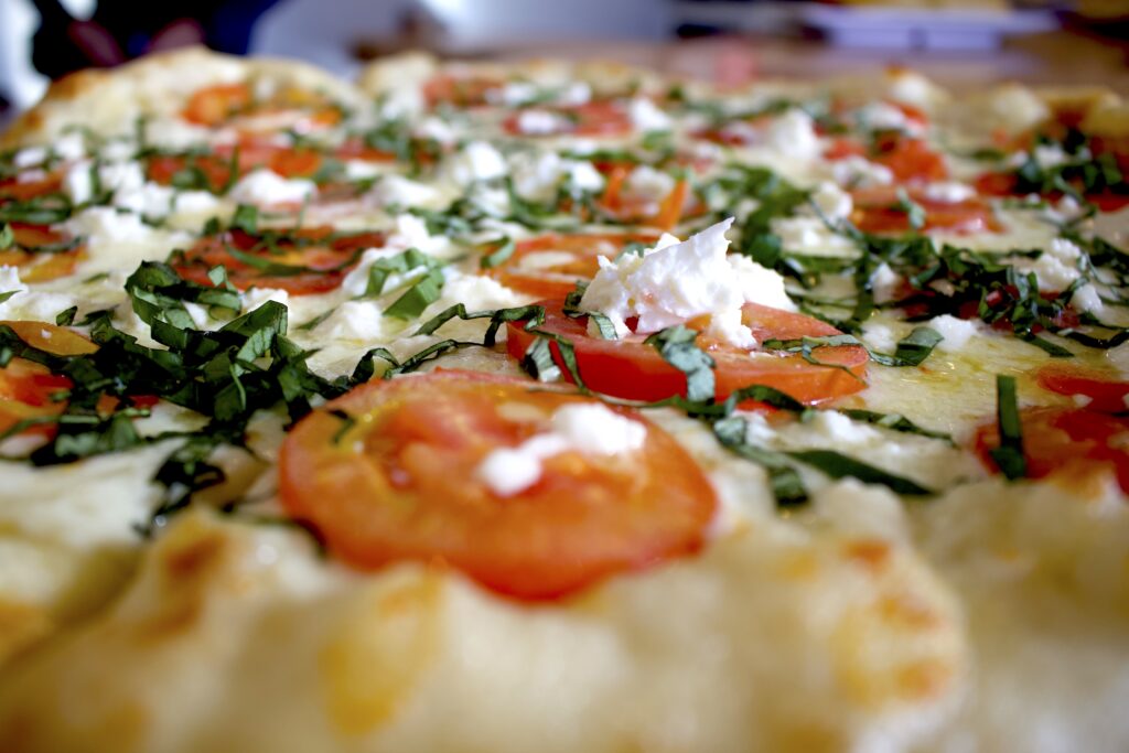 Slice of Colorado-style pizza at Homeslice Pizza, Durango