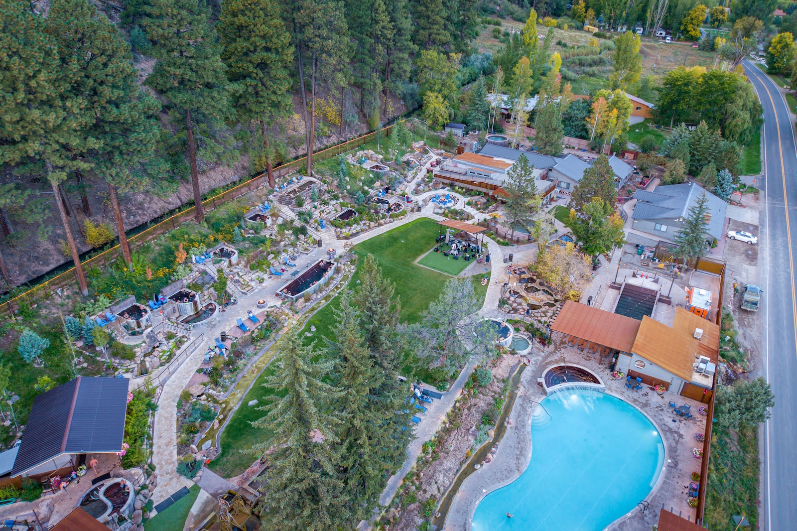 Aerial view of pools at Durango Hot Springs Resort & Spa