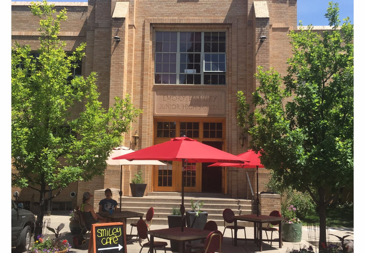 Outdoor patio in front of The Smiley Cafe in Durango
